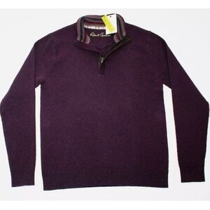 ROBERT GRAHAM Brennand  Blackberry Zip Neck Pullover Sweater Small $228 - NWT